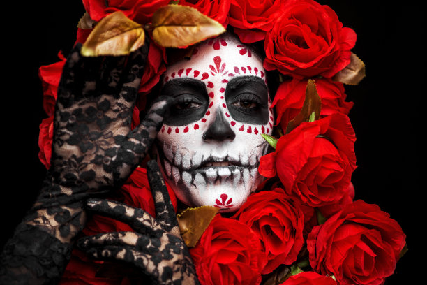 糖骷髅创意化妆人像图片下载