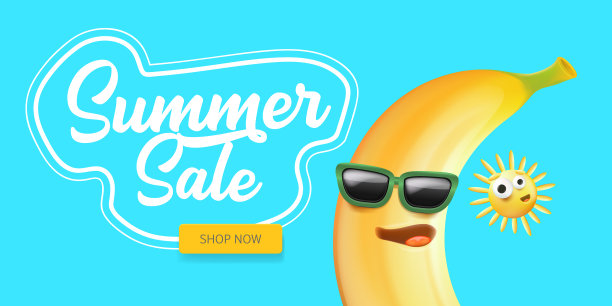 夏日促销用卡通搞笑横条幅图片下载