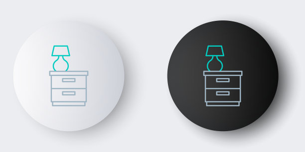 线条家具床头柜与台灯图标隔离图片下载