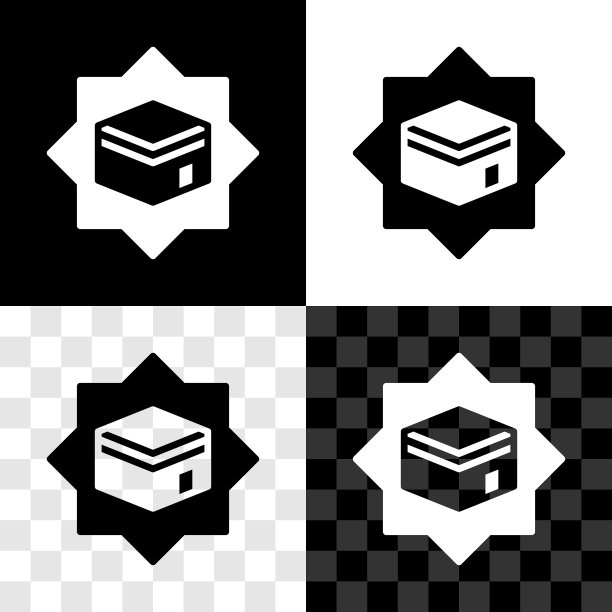 将克尔白清真寺的图标孤立在黑白上图片下载