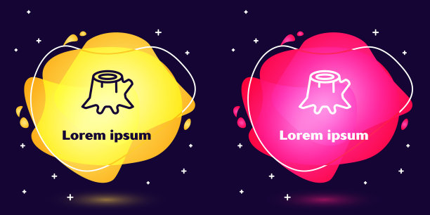 设置线树桩图标孤立在蓝色图片下载