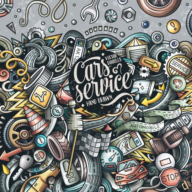 卡通可爱涂鸦车架图片下载