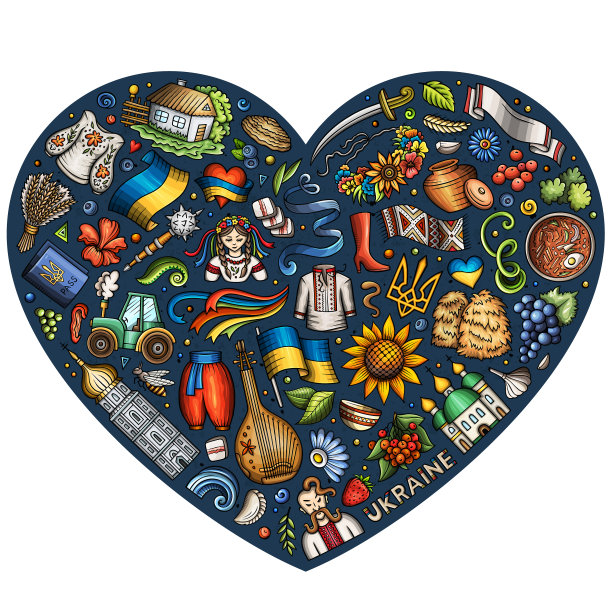乌克兰卡通涂鸦对象符号和图片下载