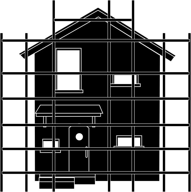 带有脚手架的建筑工地“剪影”图片下载