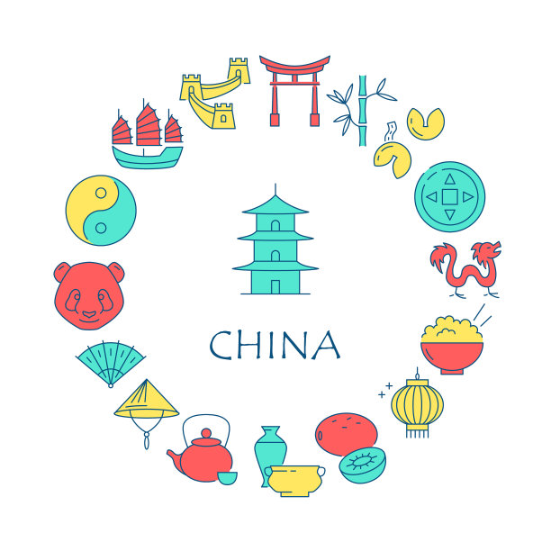 线条风格的中国圆形海报图片下载