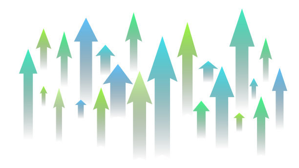 许多彩色的向上箭头孤立在白色背景。市场或经济增长的标志。新闻旗帜。图片下载
