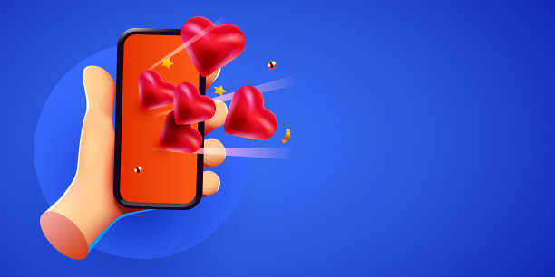 可爱的卡通手持移动智能手机喜欢的通知图标。社交媒体和营销概念。图片下载