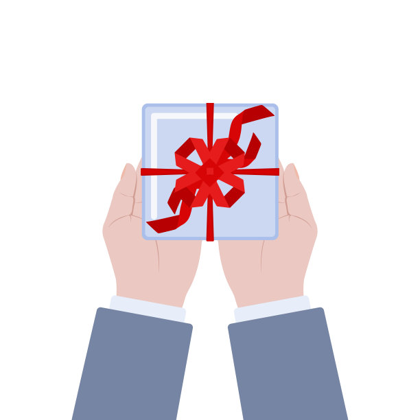 一个男人在送带着丝带的礼盒图片下载