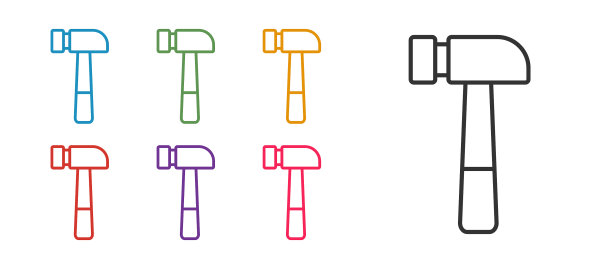 设置线锤图标孤立在白色背景图片下载