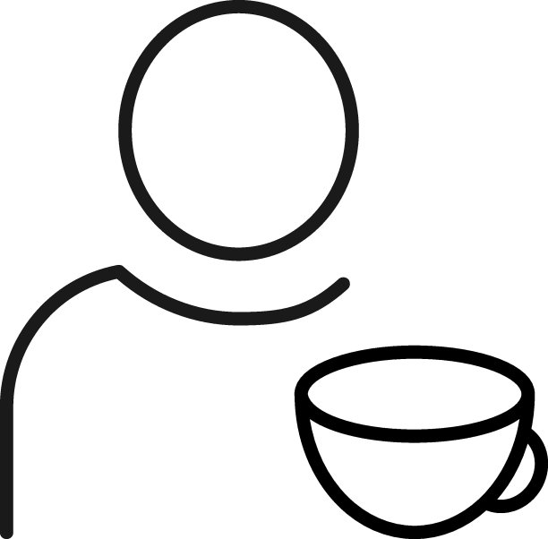 爱好、专业、经营理念。网站，广告，应用程序，商店的极简标志。可编辑的中风。矢量线图标的茶或咖啡杯由脸的人图片下载