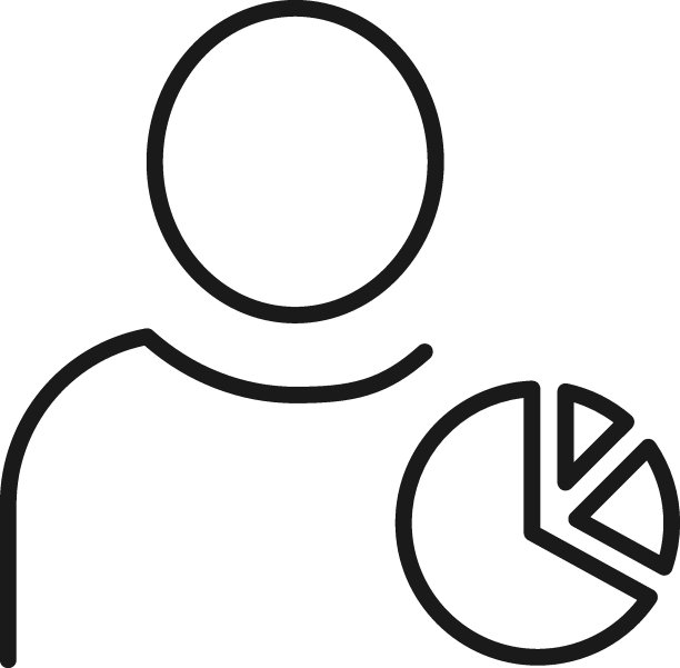 爱好、职业和商业概念。网站、广告、应用、商店的简约标志。可编辑笔触。无脸人制作饼图的矢量线条图标图片下载