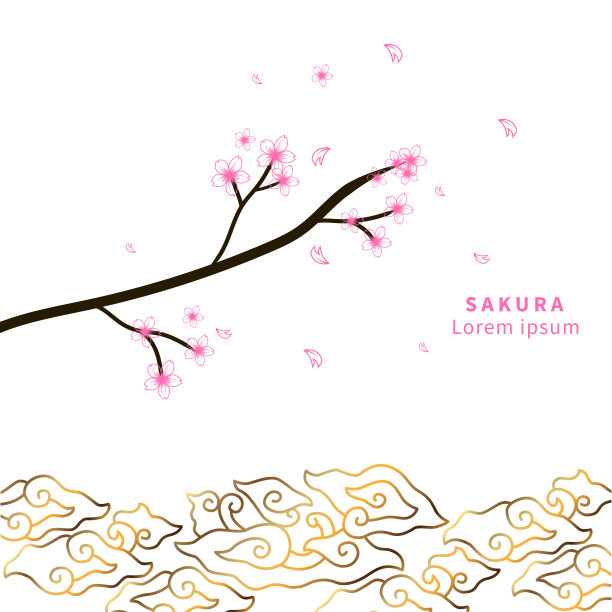 樱花插图股票背景图片下载