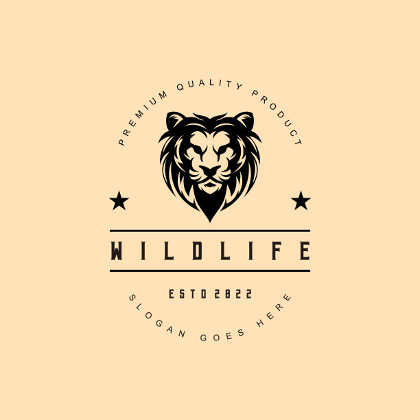 狮头矢量在复古风格Logo模板图片下载