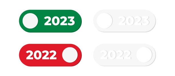 2023新年快乐。简简单单祝2023年新年快乐开关按钮2023年。2022年了。矢量插图。孤立在白色背景。图片下载