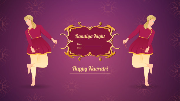 Dandiya矢量旗帜，快乐的Navratri。图片下载