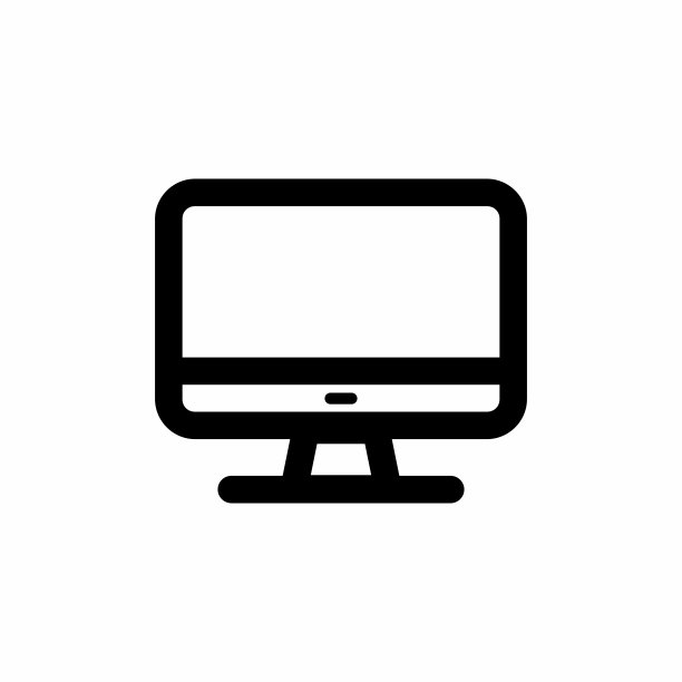 简单和干净的计算机显示器轮廓矢量图标图片下载