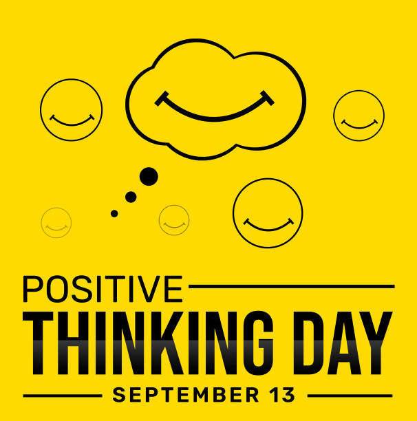 积极思考日壁纸与微笑和排版。美国积极思考日的背景。图片下载