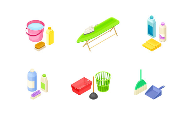 家居清洁用品集斗洗涤剂图片下载