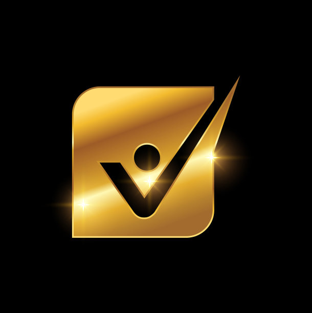 金色人物字母v标志标志图片下载