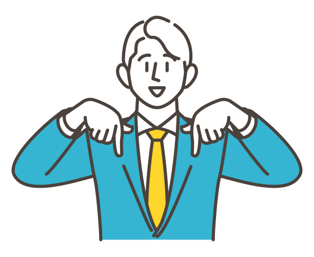 年轻的男性商人指向下面介绍一些东西[矢量插图图片下载