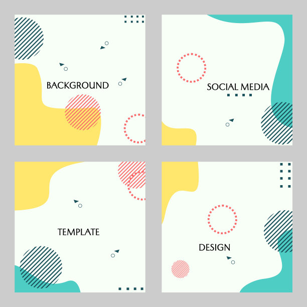 一套现代和极简风格的社交媒体发帖模板。蓝白相间的方形图案图片下载