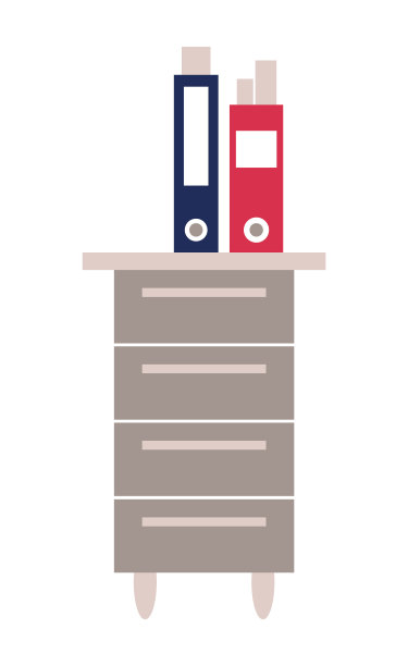 矢量平面插图的两个文件夹文件和报告站在办公室储物柜图片下载