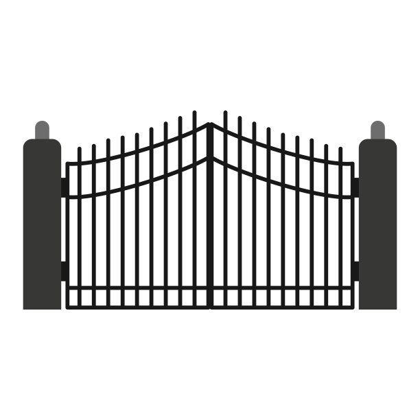铁栅栏大门，金属卡通庄园图片下载