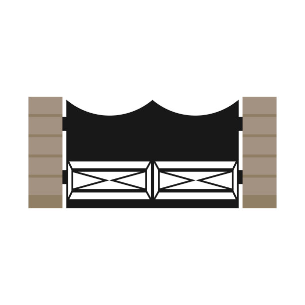 铁栅栏大门，金属卡通庄园图片下载