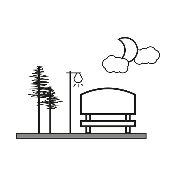 黑色灯笼板凳图标在复古风格。矢量插图。股票的形象。图片下载