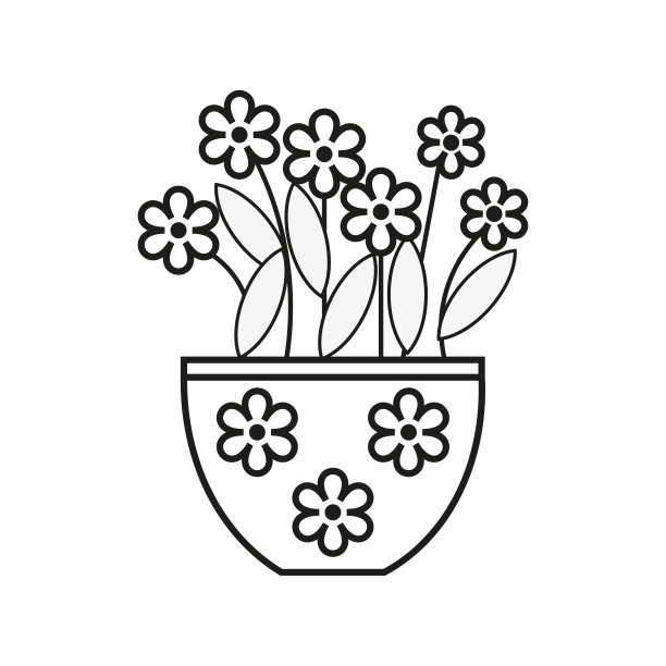 花盆图标。简单的自然花卉背景。植物叶子的迹象。矢量插图。股票的形象。图片下载