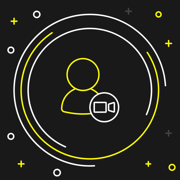 线上视频聊天会议图标隔离在黑色图片下载