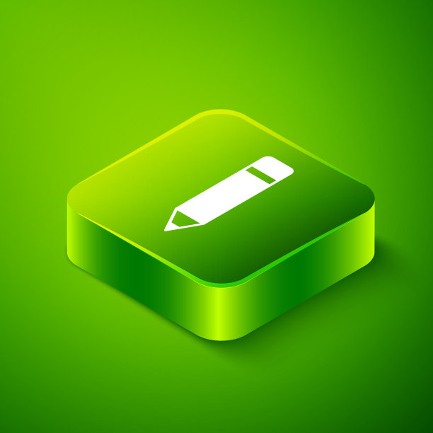 带有橡皮擦图标的等距铅笔图片下载