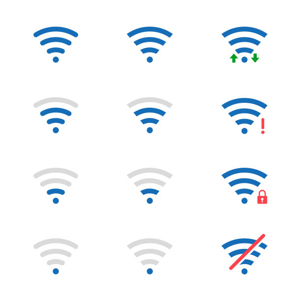 无线图标集。无线网络信号。热点向量集合插图图片下载