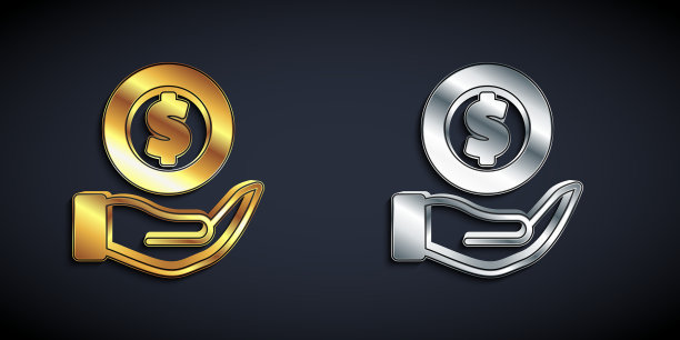 金银钱用盾图标孤立上图片下载