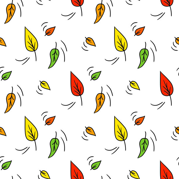 五彩缤纷的秋叶落在白色的背景上，天衣无缝的图案图片下载
