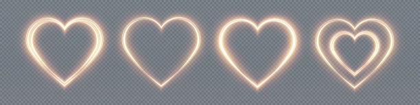 心金与闪光隔离在透明的背景。轻松的节日贺卡，横幅，邀请。心形的金丝发光。PNG图像图片下载