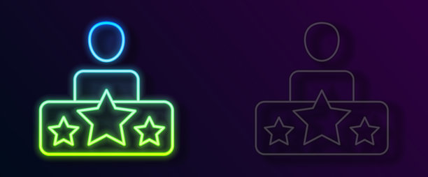 发光的霓虹灯线演员明星图标孤立上图片下载