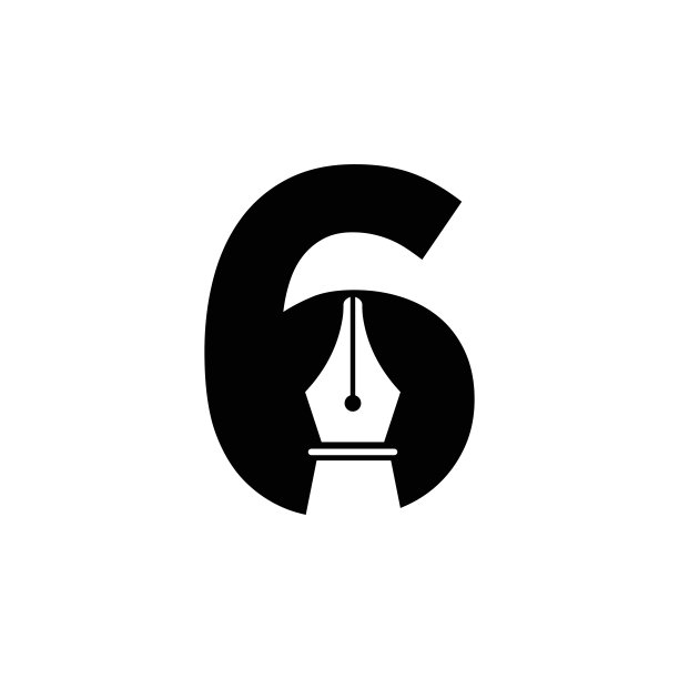 初始字母6钢笔笔尖图标教育标志和法律符号向量模板基于字母表图片下载
