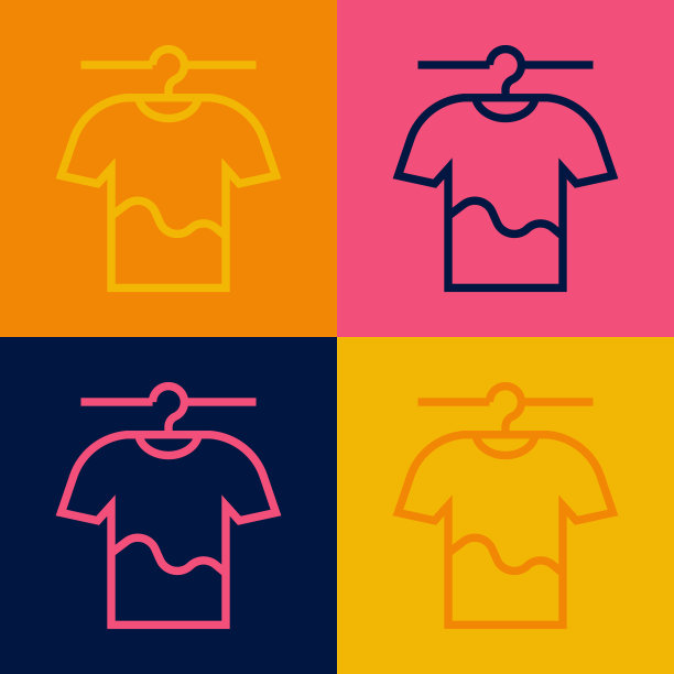 波普艺术线条晒衣服图标孤立在颜色上图片下载