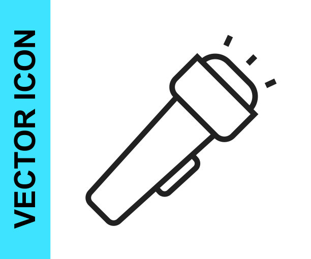 黑色线手电筒图标孤立在白色图片下载