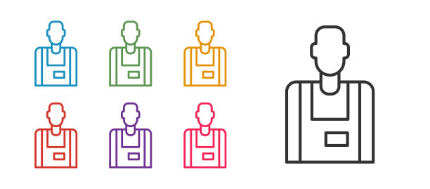 设置线卖家图标孤立在白色背景图片下载