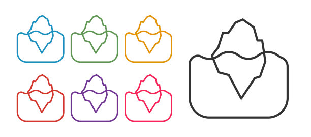 设置线冰山图标孤立在白色背景图片下载
