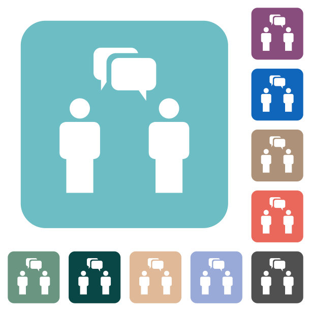 两个说话的人与圆形的方形气泡实心圆形的方形平面图标图片下载