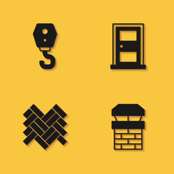 设置吊车钩烟囱镶木地板和关闭的门图片下载