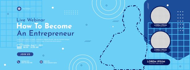 网络会议的商务会议横幅模板设计图片下载