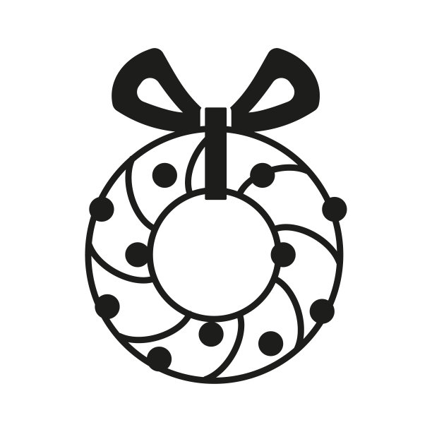 矢量冬季标志设计。黑色和白色圣诞花环图标图片下载