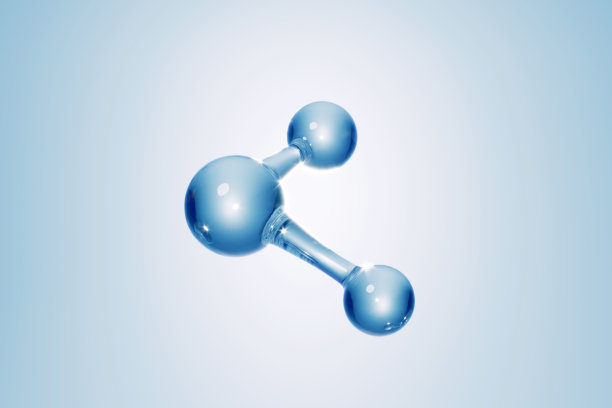 浅蓝色背景上的蓝色分子形状图片下载
