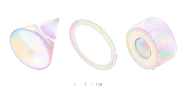 一组彩色的3d对象在白色背景图片下载