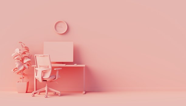 最小办公桌办公桌。三维渲染图片下载