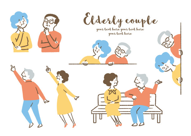 一套老年夫妇的颜色图片下载